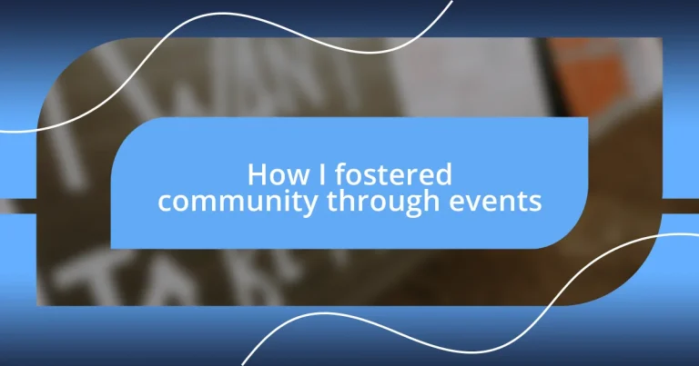 How I fostered community through events