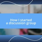 How I started a discussion group