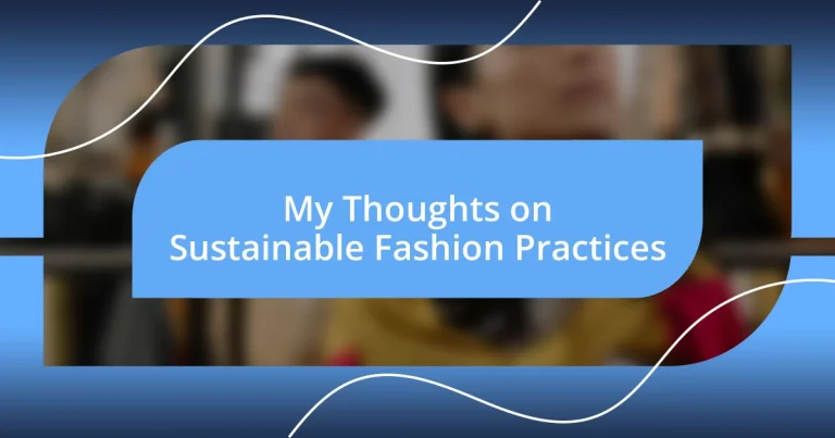 My Thoughts on Sustainable Fashion Practices