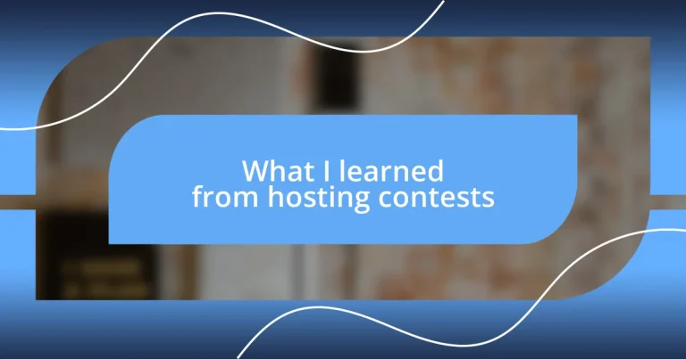 What I learned from hosting contests